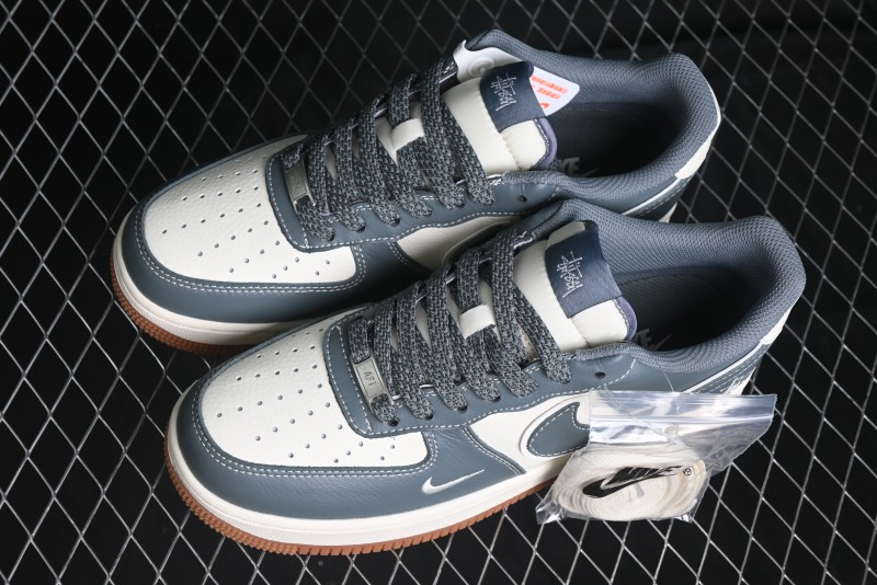 Nike Air Force 1 '07 Low Stussy Collaboration - Grey White Gum Sole Low-Top Casual Sneakers - XZ9688-101