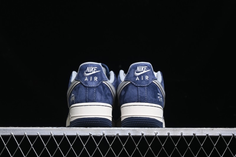 Nike Air Force 1 '07 Low Stussy Collaboration - Grey Blue Suede Low-Top Casual Sneakers - SJ6698-007