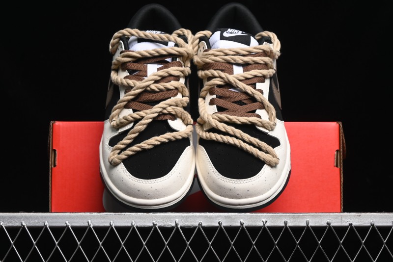 Nike Dunk Low Retro Casual Sneakers with Little Panda and Dopamine Mocha Design - DD1391-100