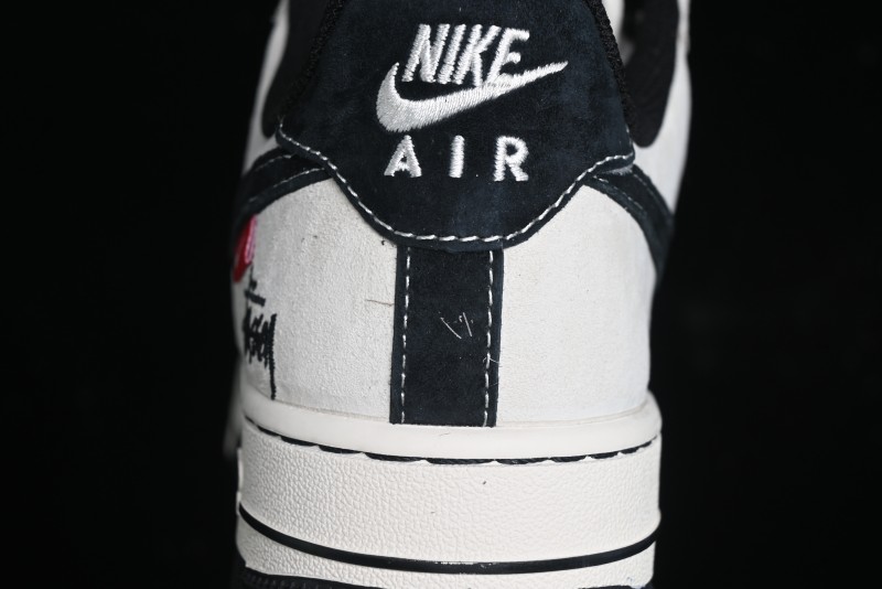 Nike Air Force 1 '07 Low Stussy Collaboration - AF1 Light Grey Red Tag Low-Top Casual Sneakers SJ6698-009
