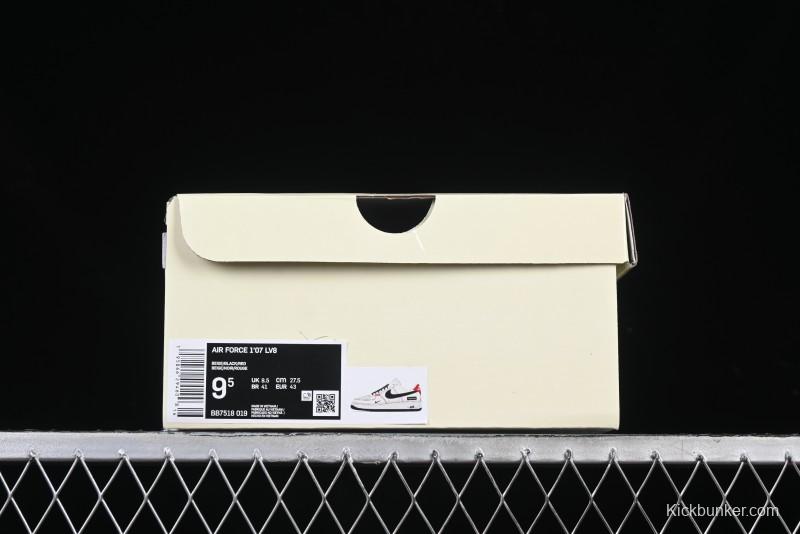 Nike Air Force 1 '07 Low Supreme Collaboration Casual Sneakers in Beige Black Red - BB7518-019