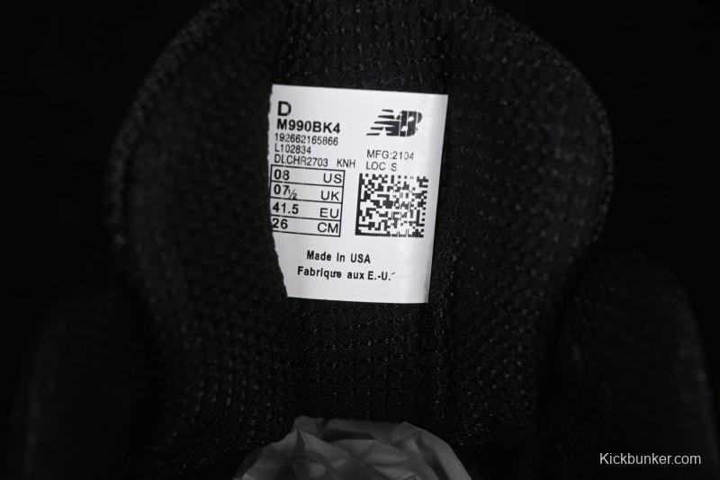 New Balance 990 Series Premium Retro Running Shoes with Carbon Fiber Midsole - M990BK4