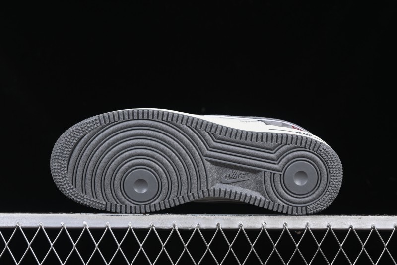 Nike Air Force 1 '07 Low Supreme Collaboration Grey Swoosh Red Tab Low-Top Casual Sneakers - CH6336-510