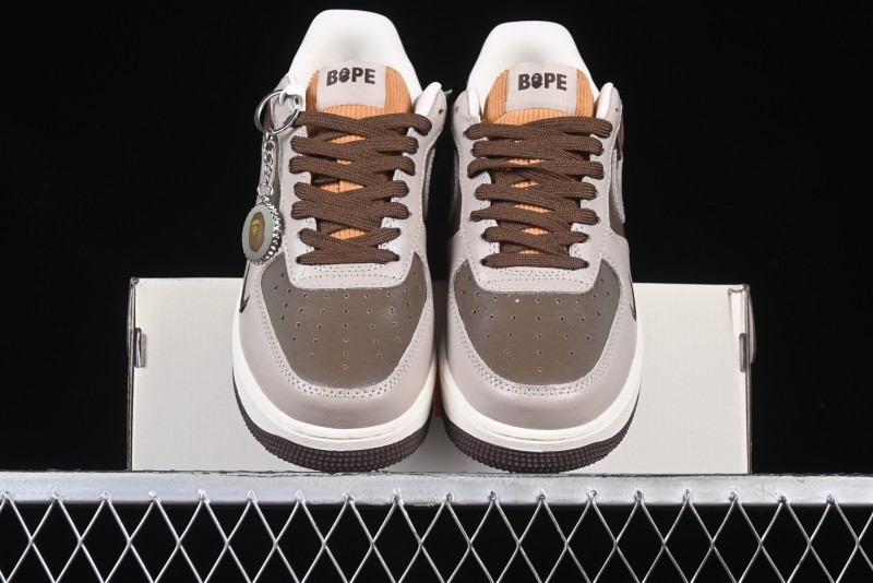 Nike Air Force 1 '07 Low BAPE Collaboration Grey Green Brown Low-Top Casual Sneakers - KK1988-039