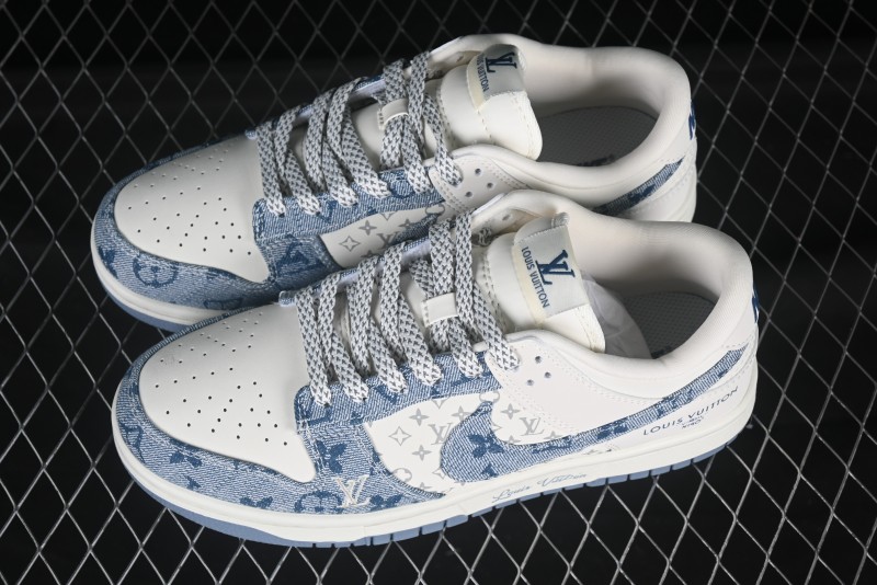 Nike SB Dunk Low LV Collaboration Light Blue Denim Anniversary High-End Custom Low-Top Casual Skate Shoes - CH8311-237