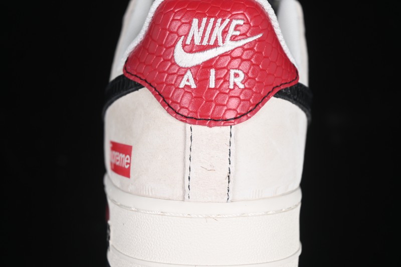 Nike Air Force 1 '07 Low Supreme Snake Year Limited Edition Black Snake Swoosh Low-Top Casual Sneakers - HH7518-033