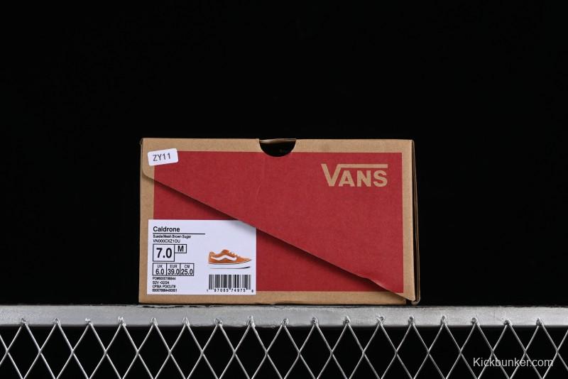 Vans Caldrone Classic American Retro Skate Shoes in Brown Orange - VN000CXZ1OU