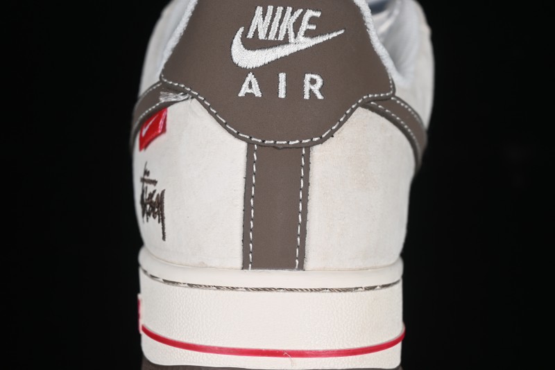 Nike Air Force 1 '07 Low Stussy Collaboration Dual-Tone Beige Brown Low-Top Casual Sneakers - SJ6698-025