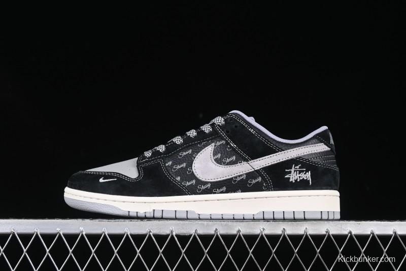 Nike SB Dunk Low Stussy Shadow Grey Anniversary Custom Low-Top Casual Skate Shoes - XX3168-201