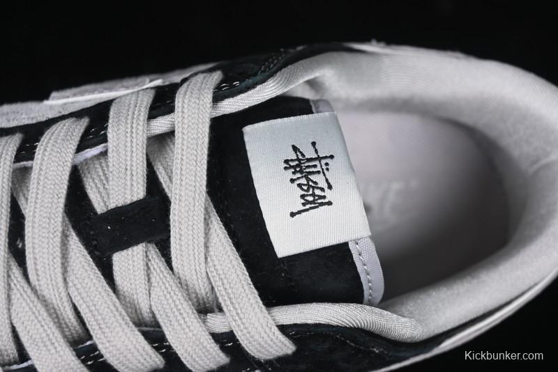 Nike SB Dunk Low Stussy Collaboration - Black Grey Pig Leather Anniversary Custom Edition Low-Top Casual Sneakers - XX3168-008