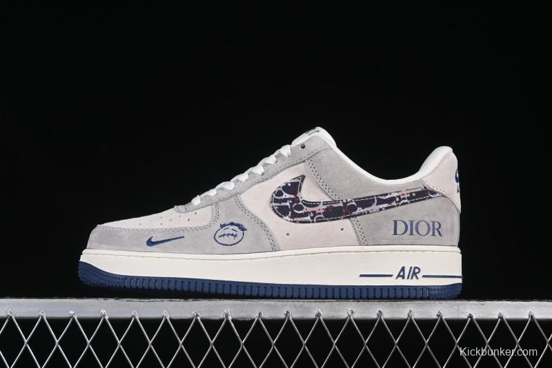 Nike Air Force 1 '07 Low Dior Collaboration Grey Blue Ghost Face Casual Sneakers - KK1988-044