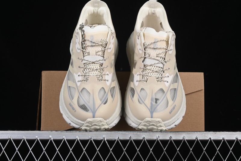 HOKA ONE ONE Satisfy Running Mafate Trail Low-Cut Cushioned Outdoor Hiking Shoes - 1157050 BONE