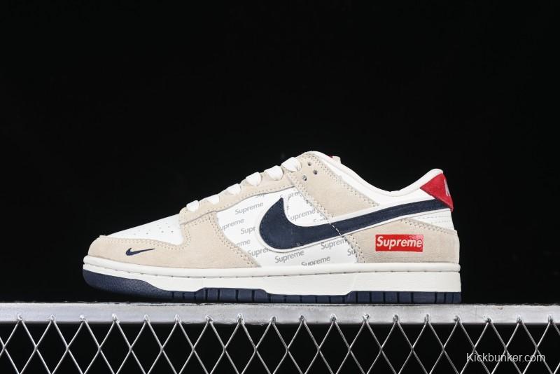 Nike SB Dunk Low Supreme Collaboration - Cream Coffee Anniversary High-End Custom Low-Top Casual Skate Shoes - AG3702-850