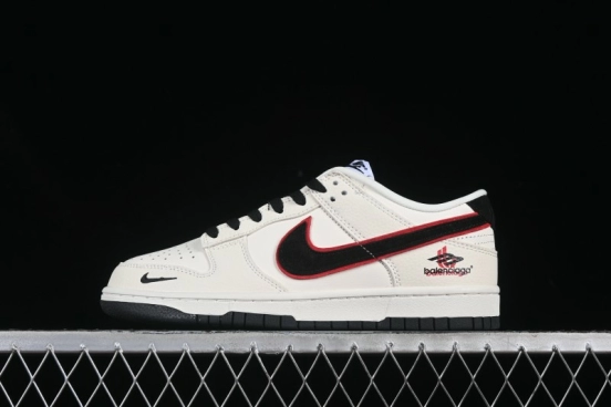 Nike SB Dunk Low Balenciaga Collaboration Off-White Black Hook Anniversary High-End Custom Low-Top Casual Skate Shoes - LW1818-110