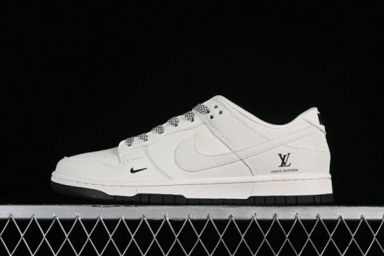 Nike SB Dunk Low LV Collaboration - Double Swoosh Beige Black Anniversary High-End Custom Low-Top Casual Sneakers - XX2025-307