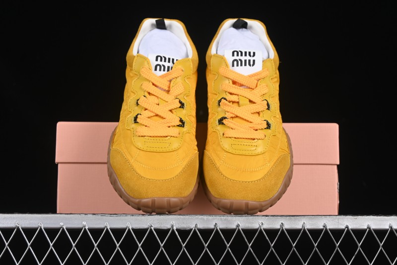 Miu Miu Suede Round Toe Lace-Up Women's Low-Top Casual Shoes - 99D4