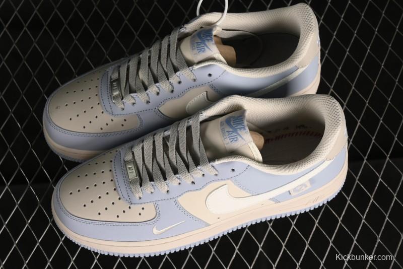 Nike Air Force 1 '07 Low Casual Sneakers in Ancient Blue with Full-Length Honeycomb Air Cushion - DB3301-199