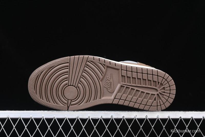 Nike Travis Scott x Fragment Design x Air Jordan 1 Low OG SP AJ1 Bape Collaboration Tea Brown Low-Top Casual Sneakers - BB6511-627