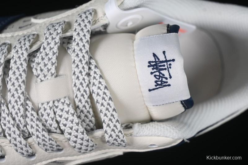 Nike Air Force 1 '07 Low Stussy Collaboration Dark Blue Suede White Swoosh Low-Top Casual Sneakers - XZ6188-673