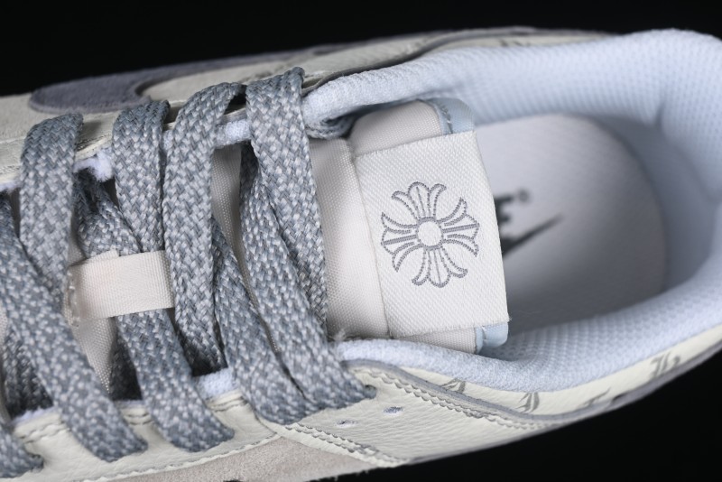 Nike SB Dunk Low Chrome Hearts Collaboration Cross Print Grey Swoosh Anniversary Custom Low-Top Casual Sneakers - DJ2024-064