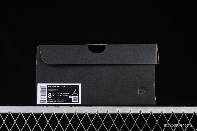 Nike Air Jordan 1 Low AJ1 Casual Sneakers with Cream and Blue Accents - 553558-146