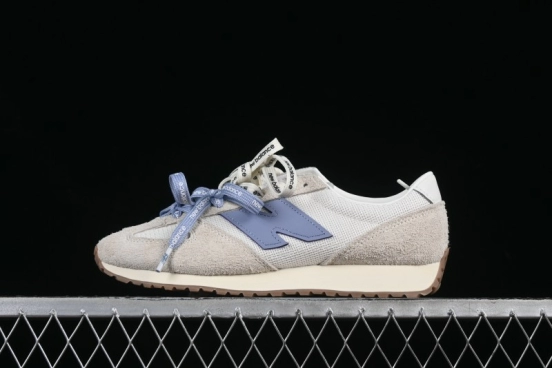 New Balance 237 Heritage Sneakers - Suede and Mesh in Muted Gray with Blue Accents
