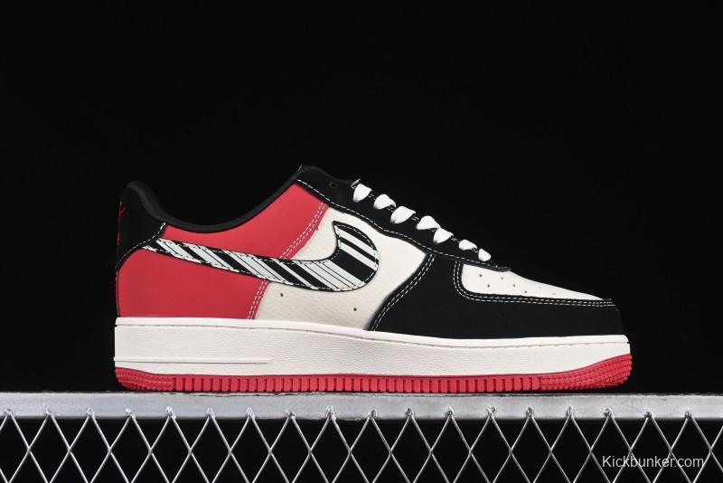 Nike Air Force 1'07 Low Dior Collaboration Red Black Zebra Print Casual Sneakers - KK1988-066
