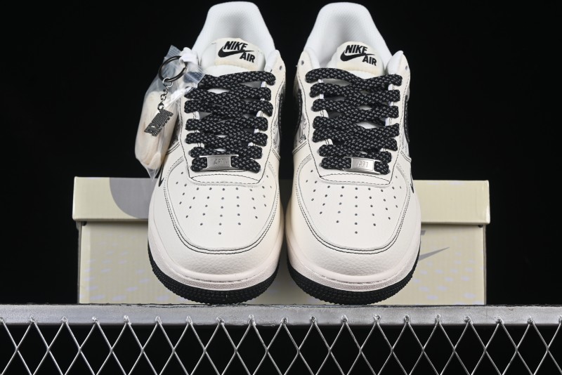 Nike Air Force 1 '07 Low Custom Casual Sneakers with Multiple Swoosh Design - HH7518-068