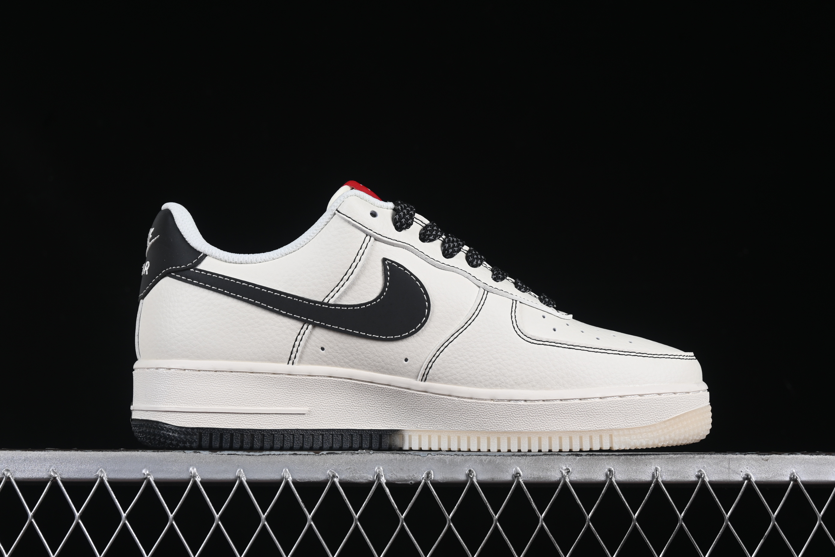 Nike Air Force 1 '07 Low Stussy Collaboration Black Dual-Tone Embroidery Casual Sneakers - HH7518-036