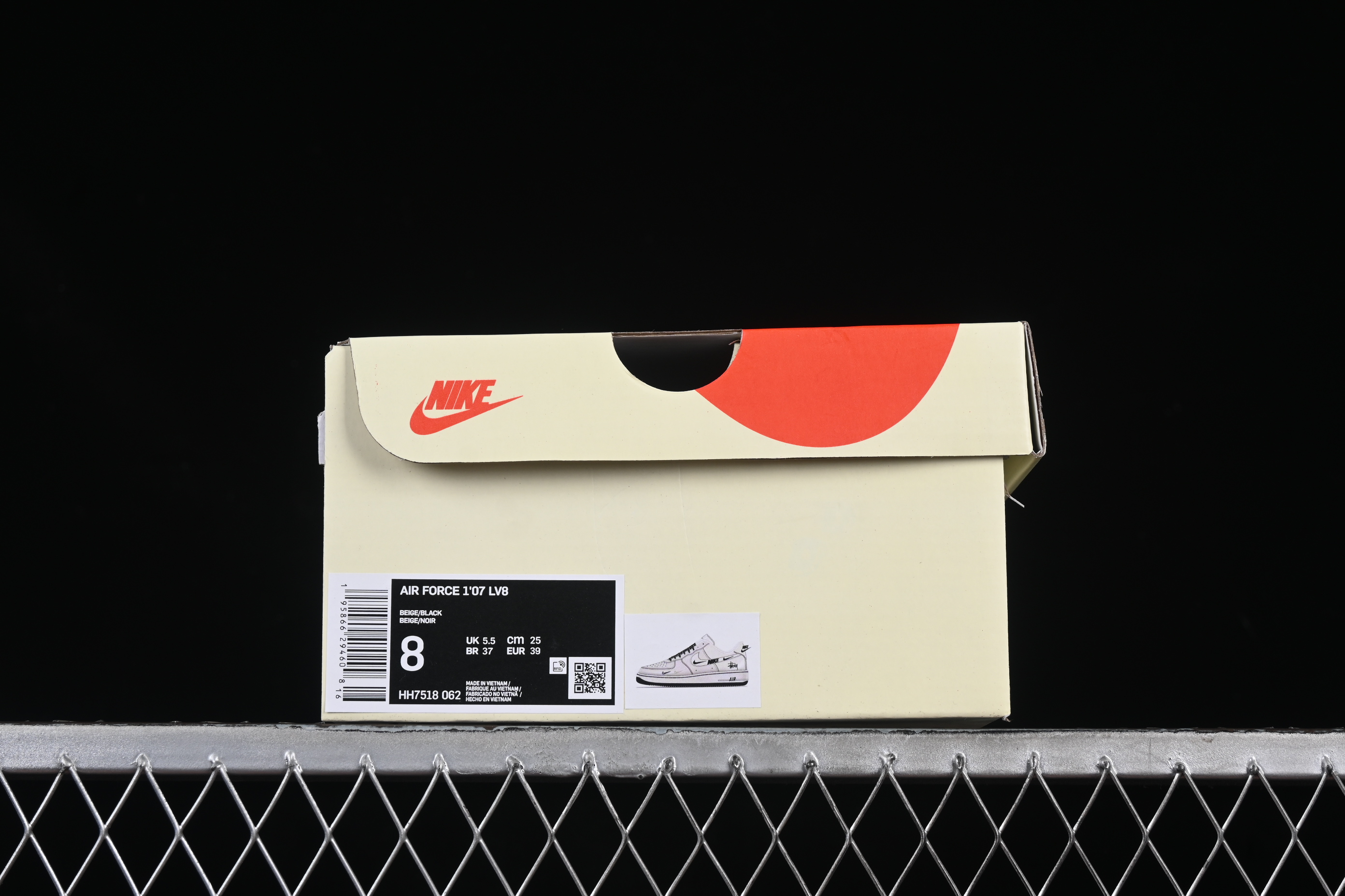 Nike Air Force 1 '07 Low Stussy Collaboration Black Swoosh Casual Sneakers - HH7518-062