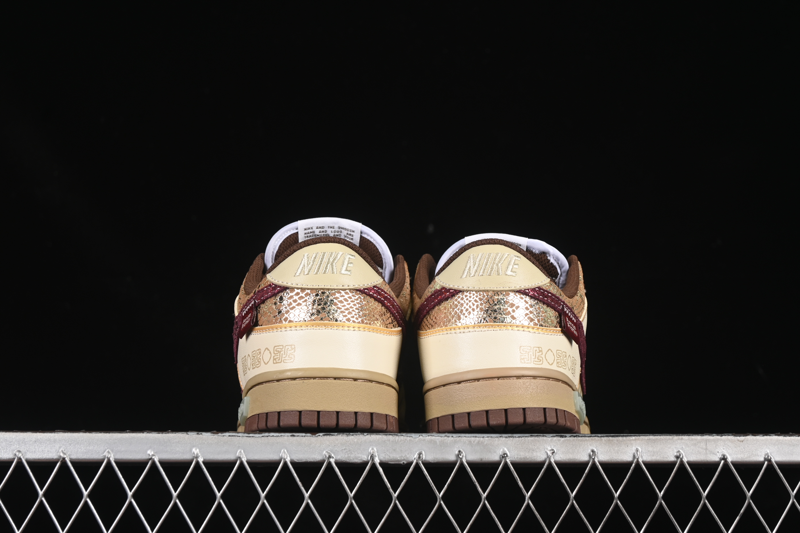 Nike Dunk Low Retro Casual Sneakers in Brown and Sail with Panda Mischief CNY Snake Year Design - DD1503-124