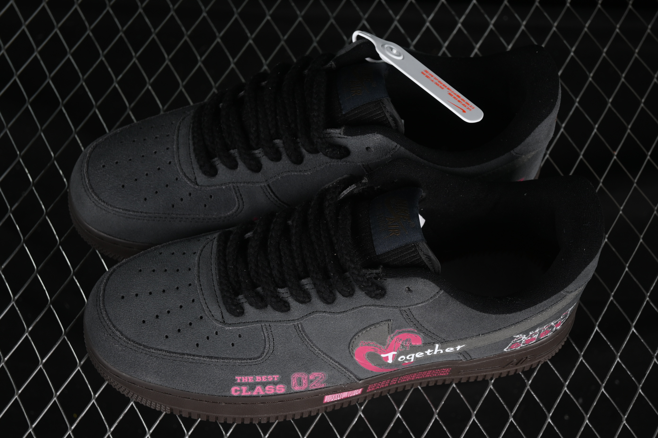 Nike Air Force 1'07 Low "Black Pink" Limited Edition Sneakers with Heart Design - DO6730-010