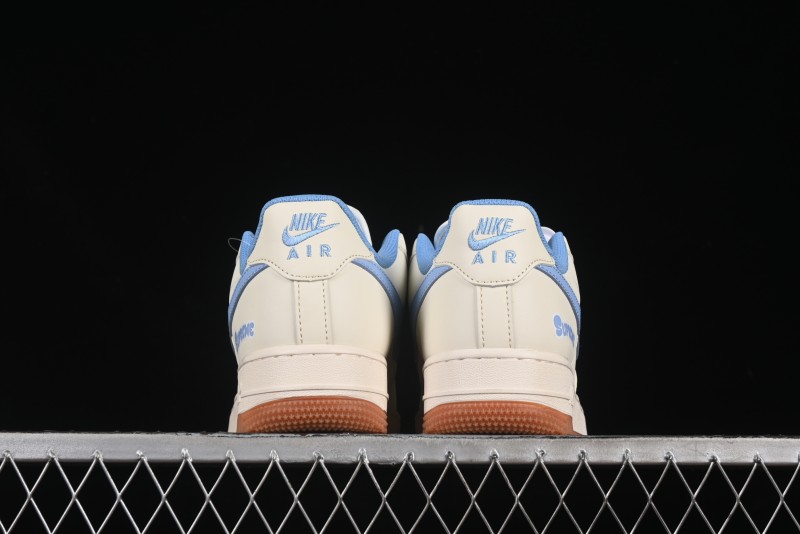 Nike Air Force 1 '07 Low Supreme Collaboration Blue Swoosh Gum Sole Casual Sneakers - XS1958-547