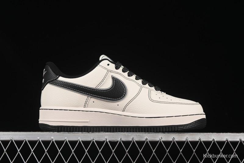 Nike Air Force 1'07 Low Stussy Collaboration Black Swoosh Casual Sneakers - HH7518-059