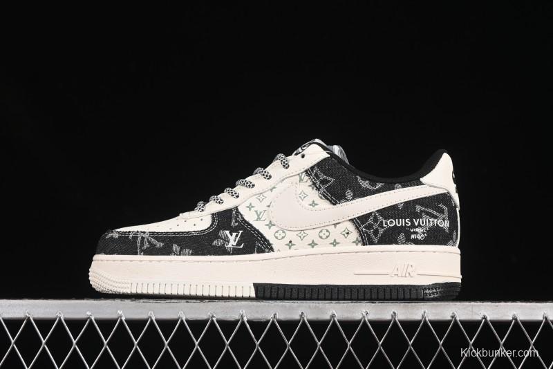 Nike Air Force 1 '07 Low LV Collaboration Double Print Denim Casual Sneakers - YX5066-317