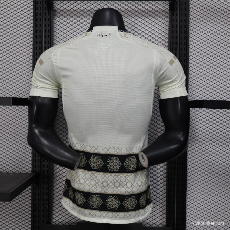 Player Version 2025 Algeria White with Islamic Geometric Pattern Jersey