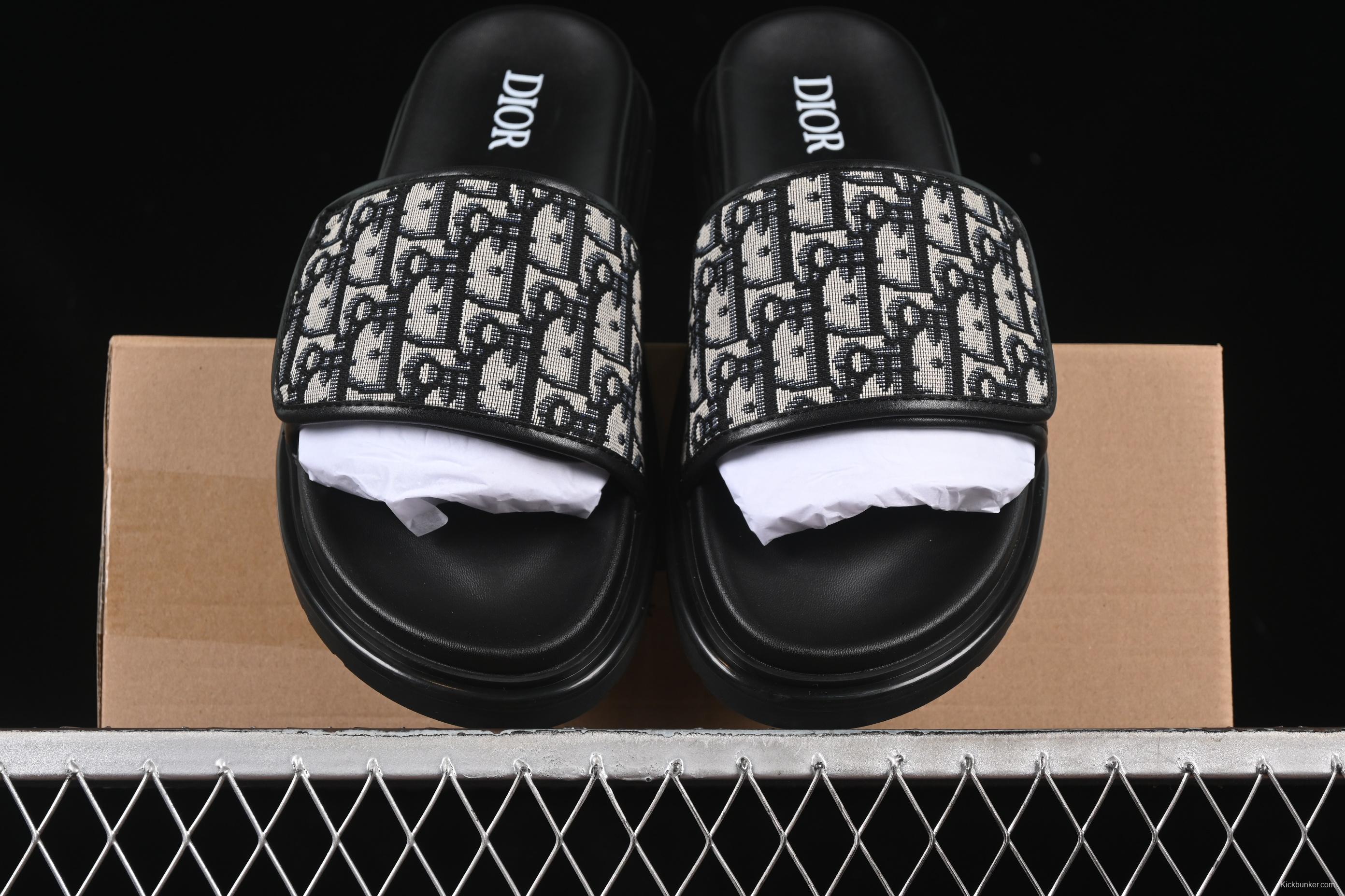 Dior Aqua Summer Men's Platform Casual Sandals with Oblique Print and Leather Accents - 3SA126ZSA