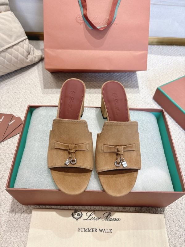 2025 Women LP Beige Suede Mule Sandals