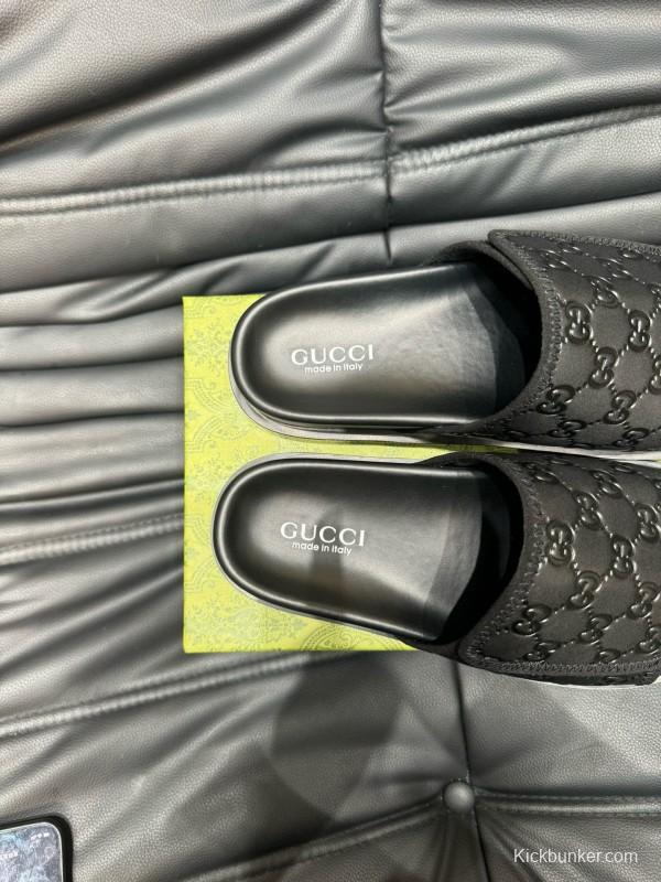 2024 Slippers Gucci Black Leather Slippers MJ00200