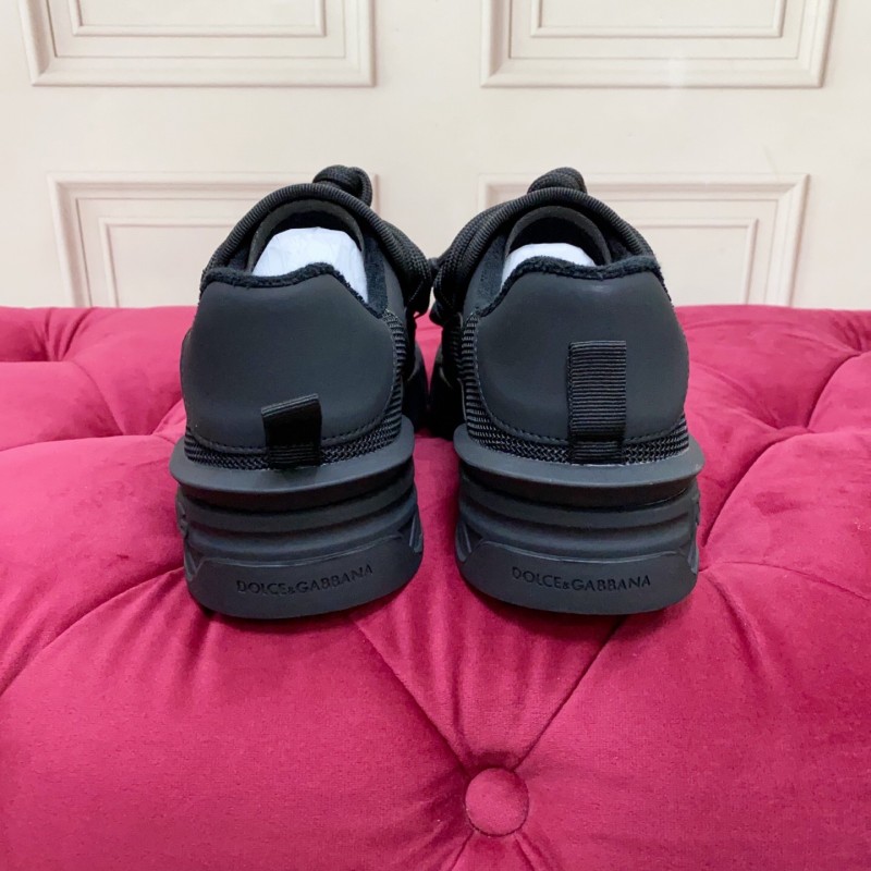 2025 Men Dolce & Gabbana Black Mesh Leather Sneakers