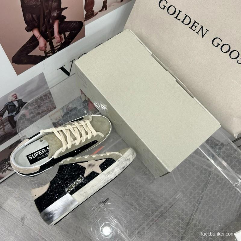 2025 Women GGDB Black Glitter Suede Leather Sneakers MJ00260