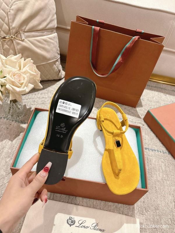 2025 Women LP Yellow Suede Sandals LY00250