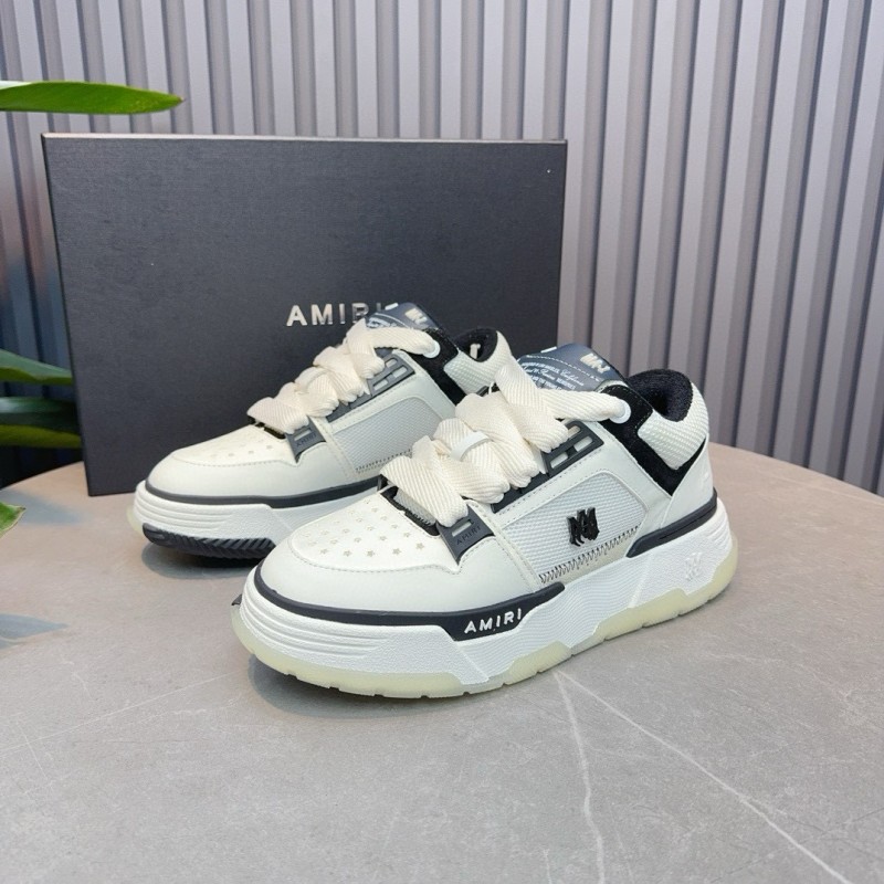 2024 Unisex Amiri White Black Leather Sneakers MJ00360