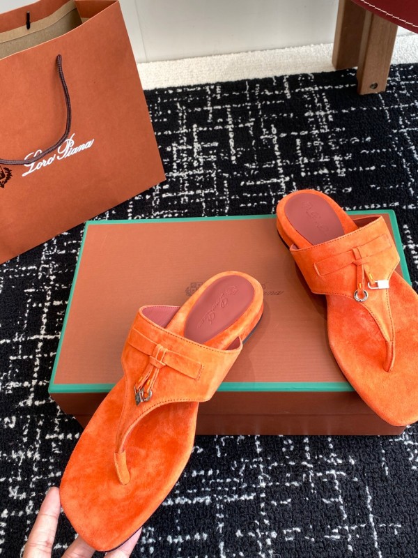2025 Women Le Parmentier Orange Suede Slippers KFY00280