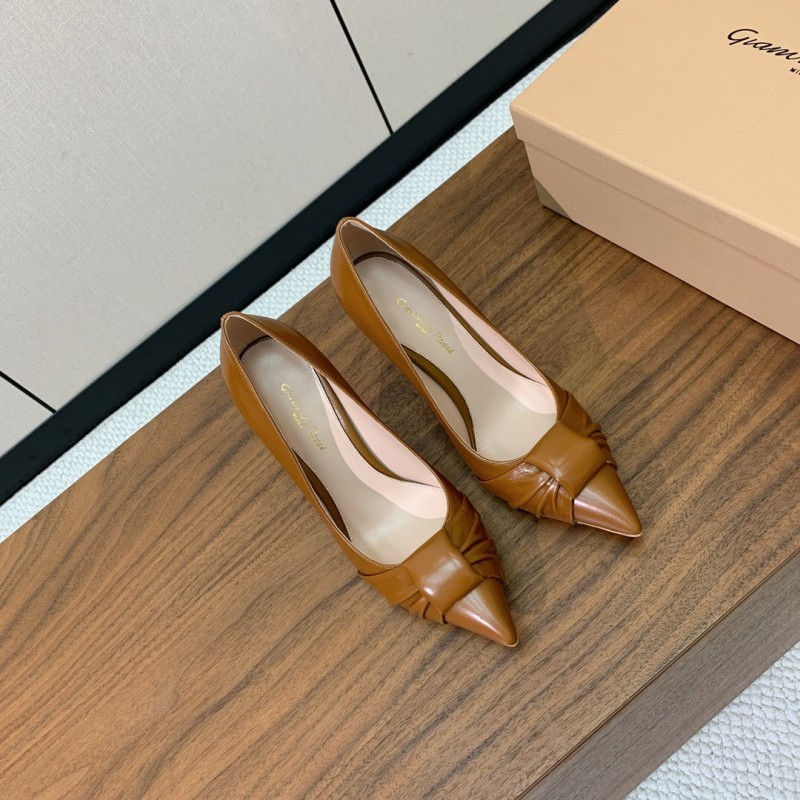 2025 Women Gianvito Rossi Brown Leather High Heels KFY00300
