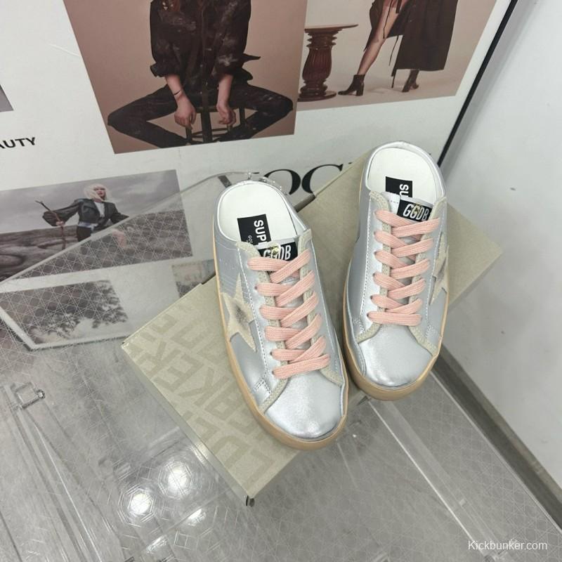 2025 GGDB White Silver Beige Leather Suede Star Sneakers Mule