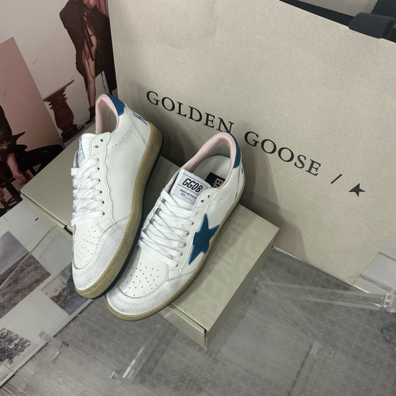 2024 Unisex GGDB White Blue Leather Low Top Sneakers MJ00260