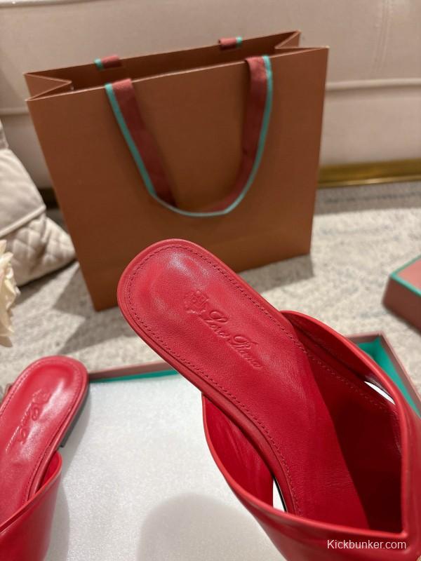 2025 Slippers LP Red Leather Slippers LY00270