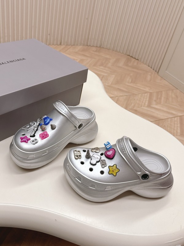 2025 Unisex Balenciaga Silver EVA Rubber Clog Embellished LY00330(F)/LY00340(M)