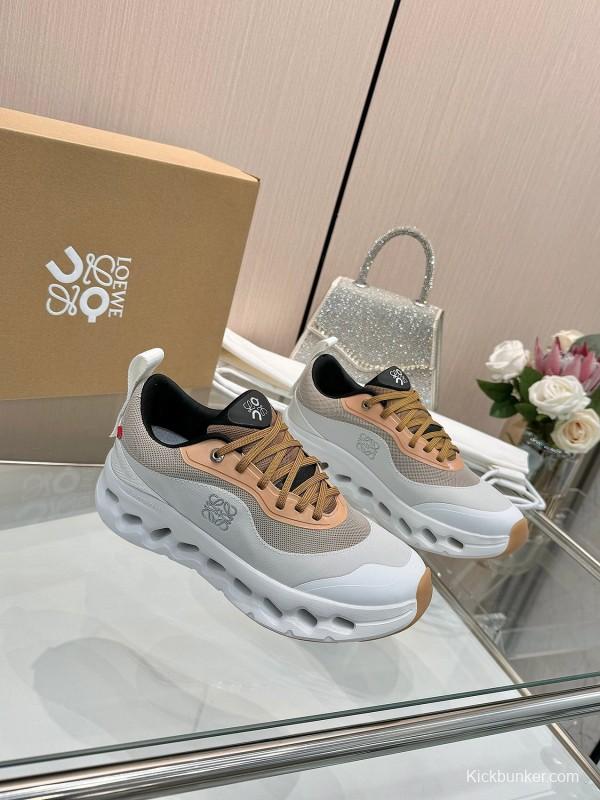 2025 Women Loewe Beige White Mesh Sneakers